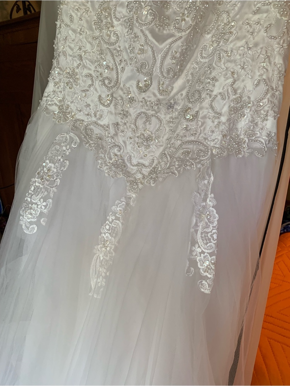 Rhinestone Lace Tulle Bridal Gown - White - Picture 3 of 8